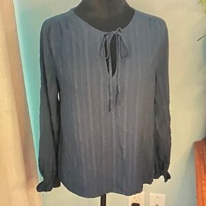 Knox Rose Blue Tie-Neck Blouse